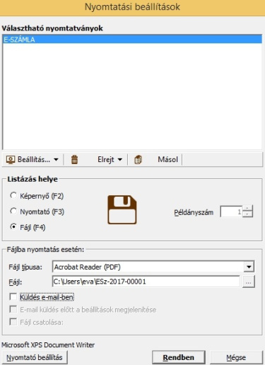 E-számla nyomtatás
